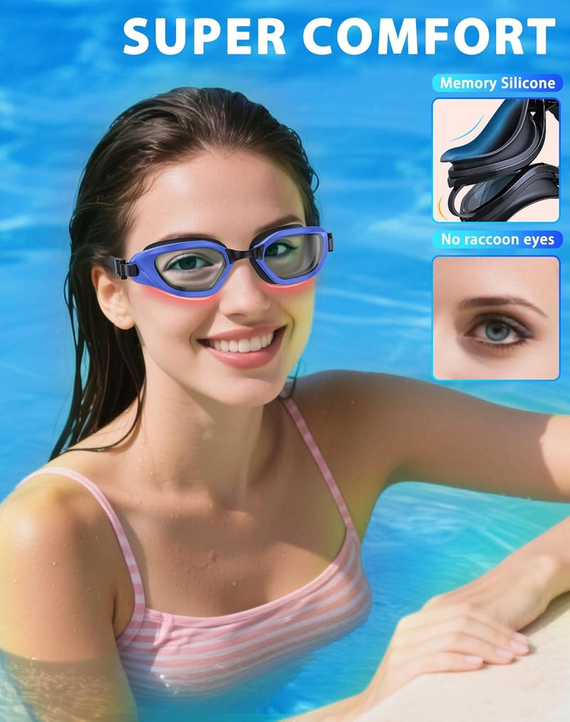 Vegemono Swim Goggles, Unisex Adult Swimming Goggles Anti Fog Anti UV No Leakage Wide View for Men Women Youth - Image 4